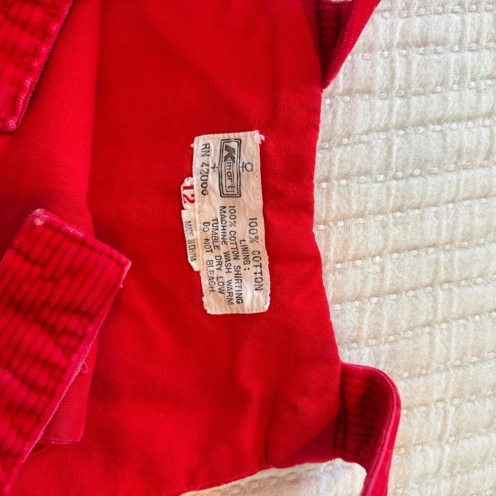 OshKosh B'Gosh Vintage 80's Rainbow Striped Mock Neck 18 mos Shirt Red Overalls